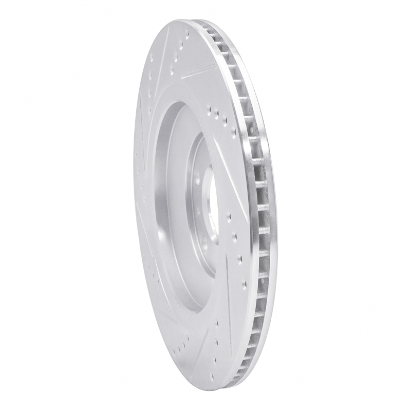 Audi A8 Brake Rotor (1) - Rear Right - R1 Concepts - Drilled & Slotted - Silver - `04-`18